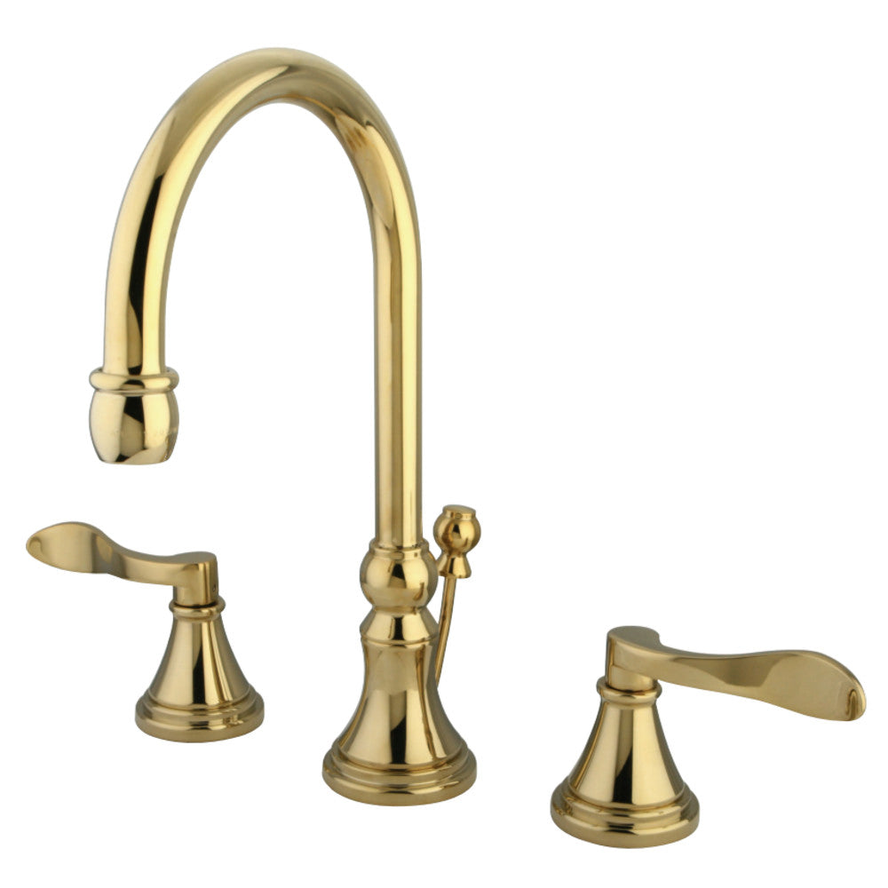 Kingston Brass KS2988DFL NuFrench Widespread Bathroom Faucet with Brass Pop-Up