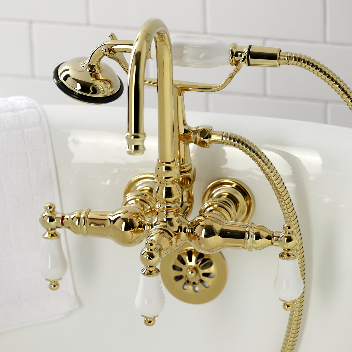 Vintage 3-3/8" Tub Wall Mount Clawfoot Tub Faucet with Hand Shower