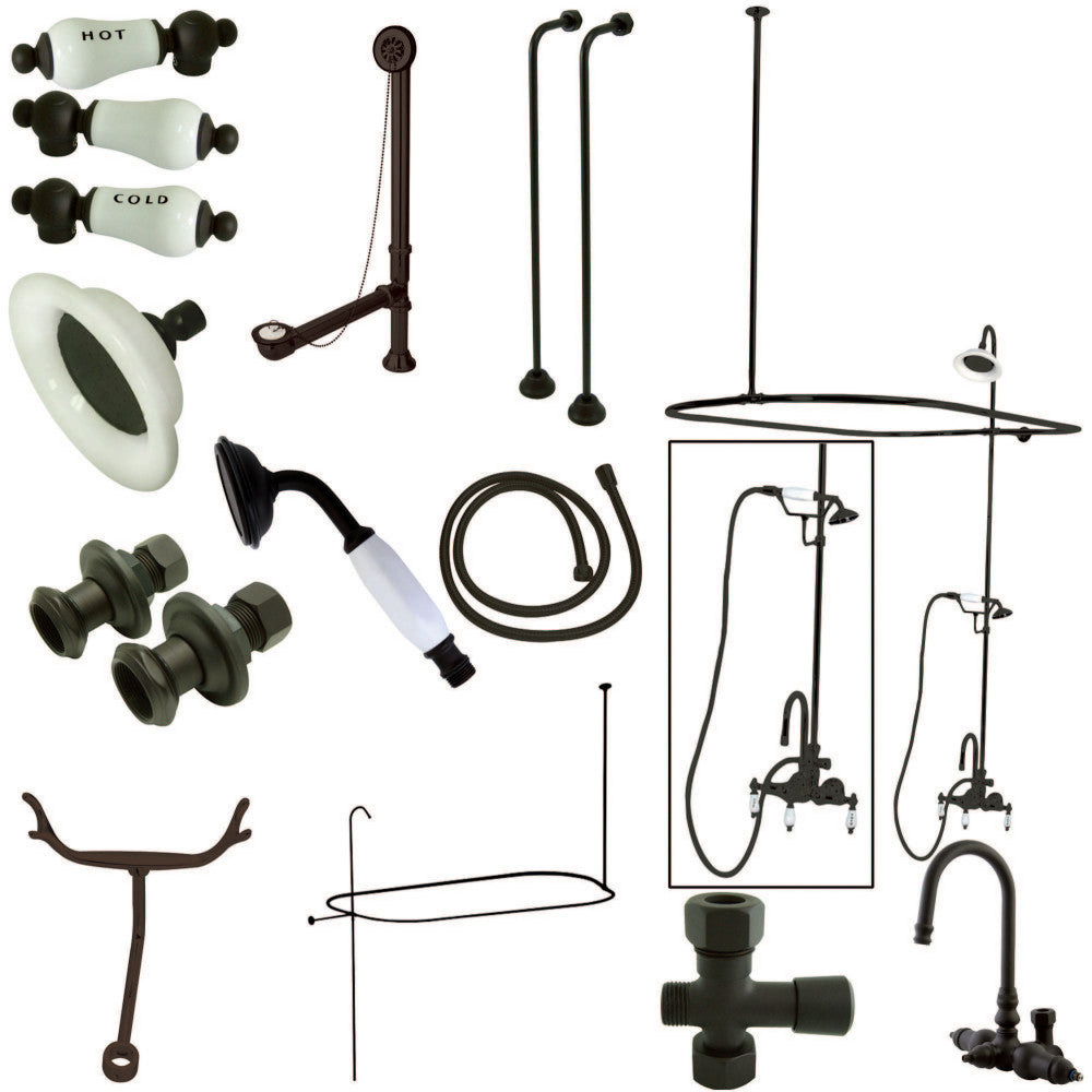 Vintage Clawfoot Tub Faucet Package with Shower Enclosure