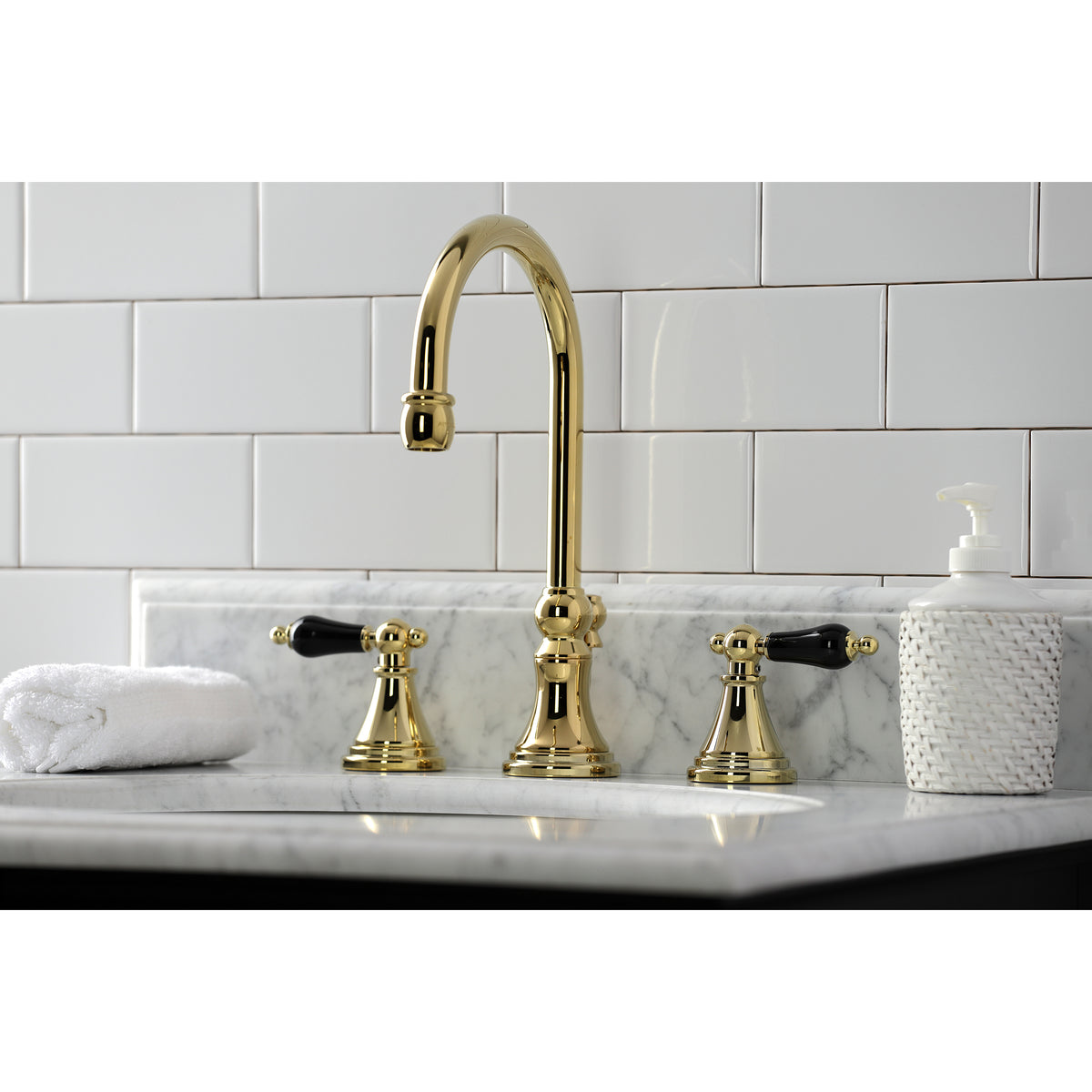 Kingston Brass KS2982PKL Duchess Widespread Bathroom Faucet with Brass Pop-Up