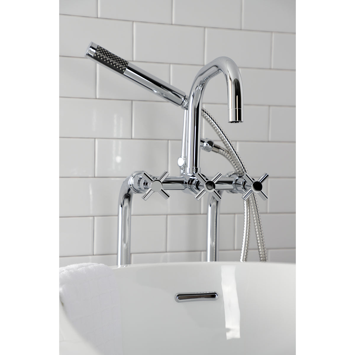 Aqua Vintage Concord Freestanding Tub Faucet with Supply Line, Stop Valve