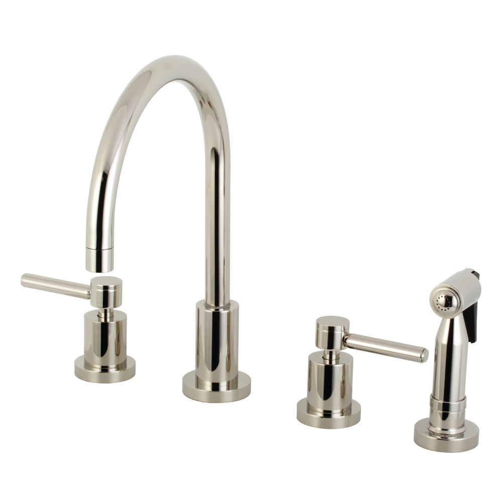 Kingston Brass KS8720DLBS Concord 8-Inch Widespread Kitchen Faucet with Brass Sprayer