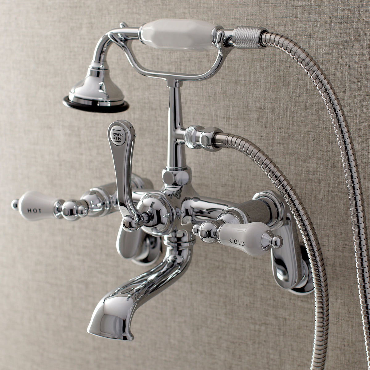 Aqua Vintage Wall Mount Tub Faucet with Hand Shower