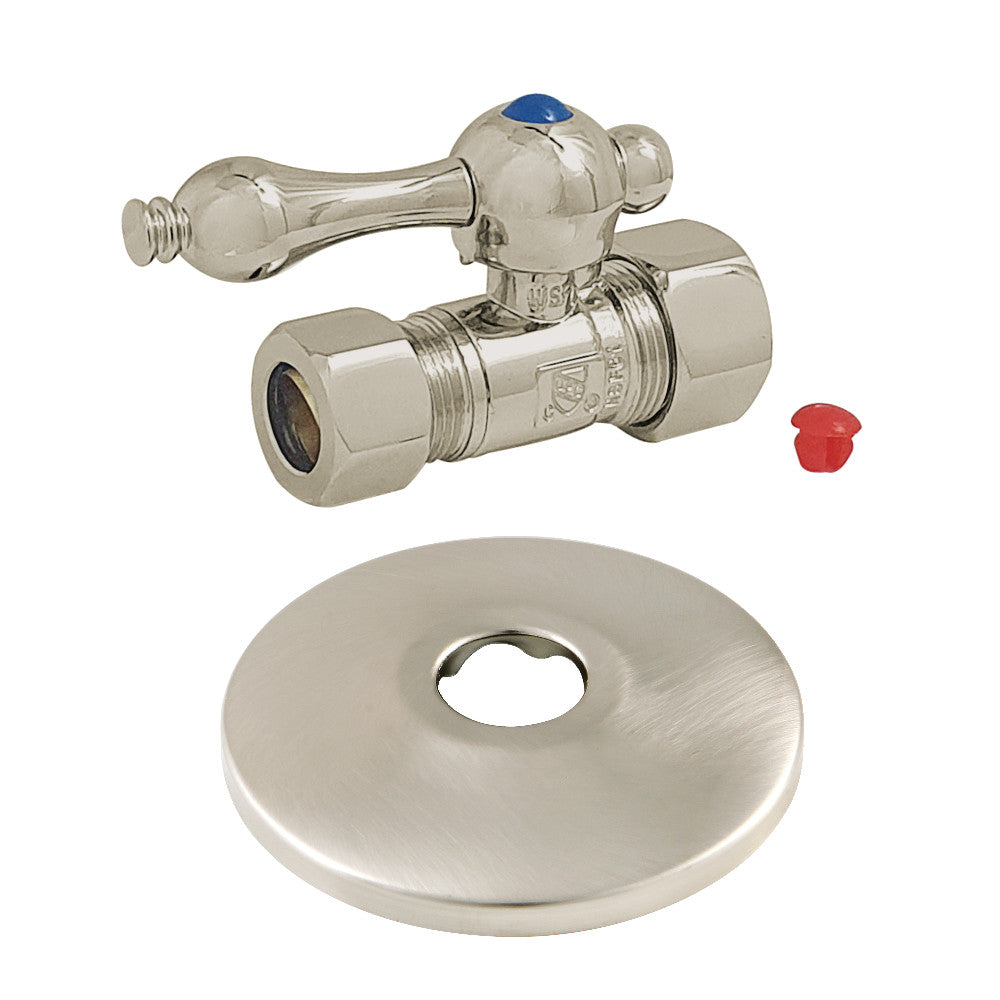 Kingston Brass 5/8-Inch OD X 1/2-Inch OD Comp Quarter-Turn Straight Stop Valve with Flange