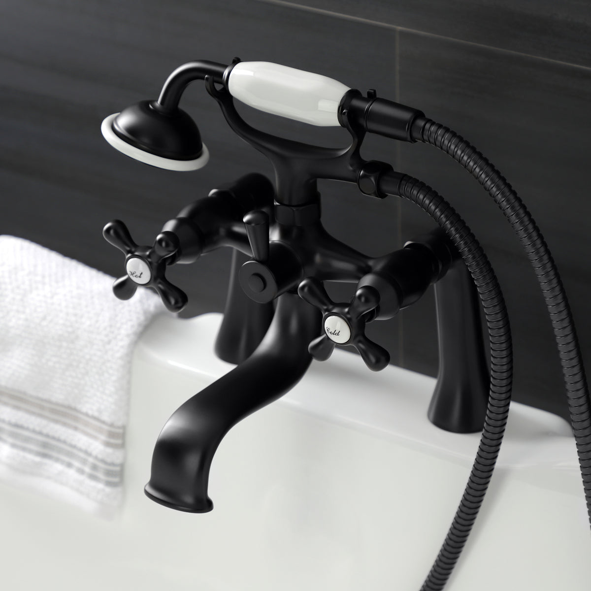 Kingston Deck Mount Clawfoot Tub Faucet with Hand Shower