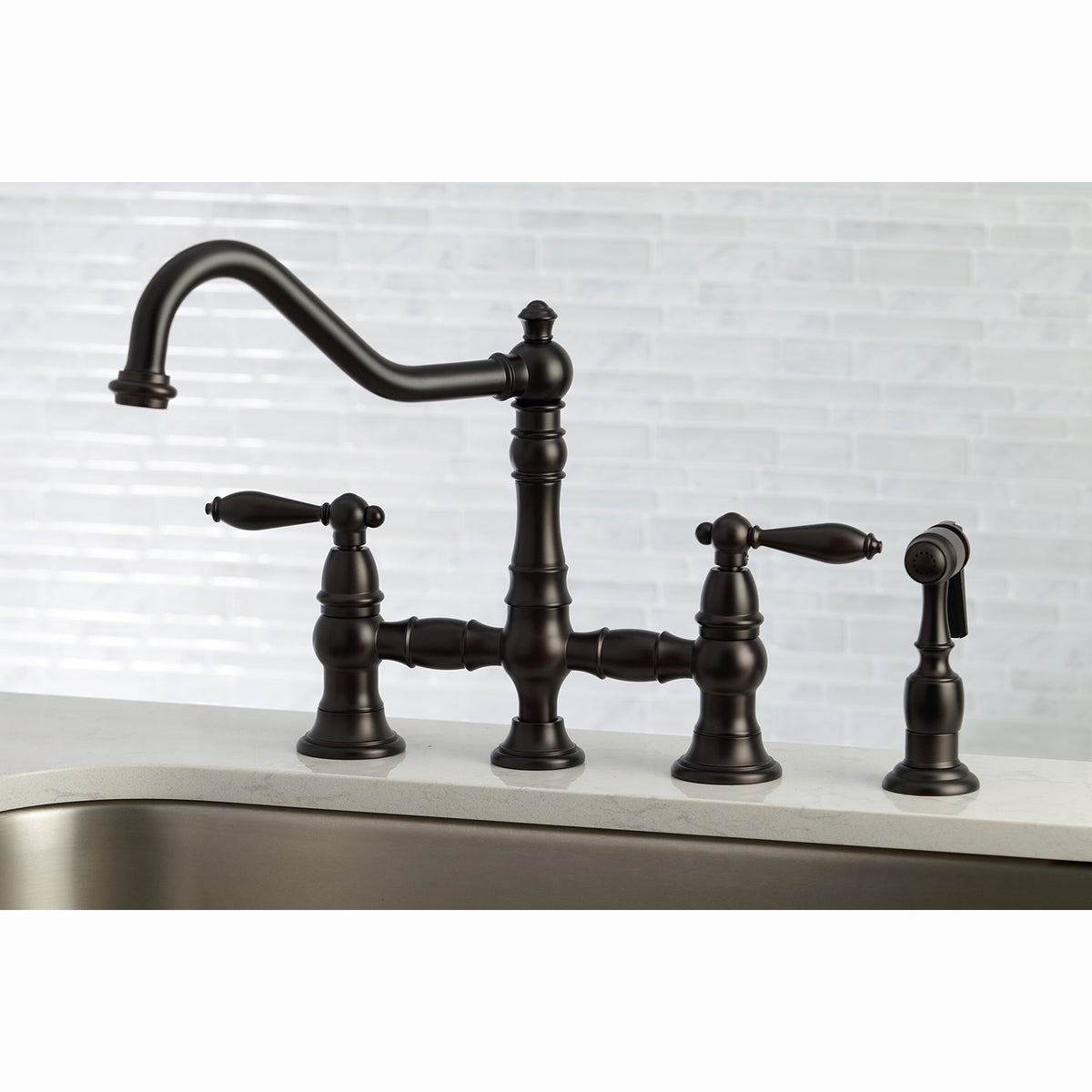 Kingston Brass KS3270ALBS Kitchen Faucet with Side Sprayer