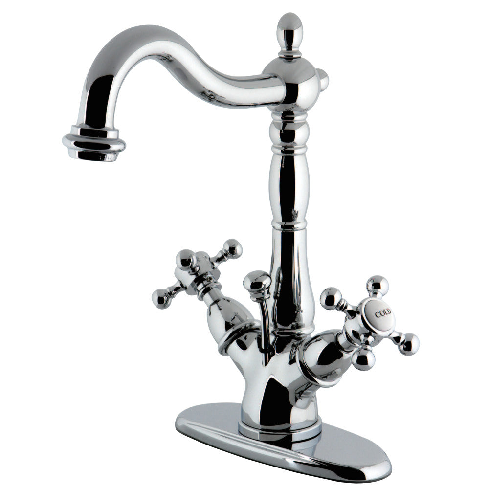 Kingston Brass KS1438BX Vintage Two-Handle Bathroom Faucet with Brass Pop-Up and Cover Plate