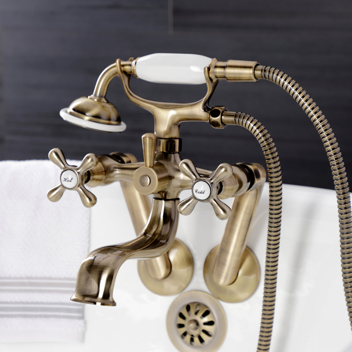 Kingston Wall Mount Clawfoot Tub Faucet with Hand Shower