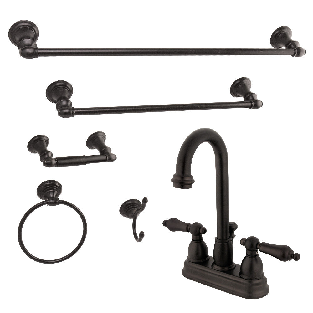 Kingston Brass KBK3615AL 4 in. Bathroom Faucet with 5-Piece Bathroom Hardware Combo