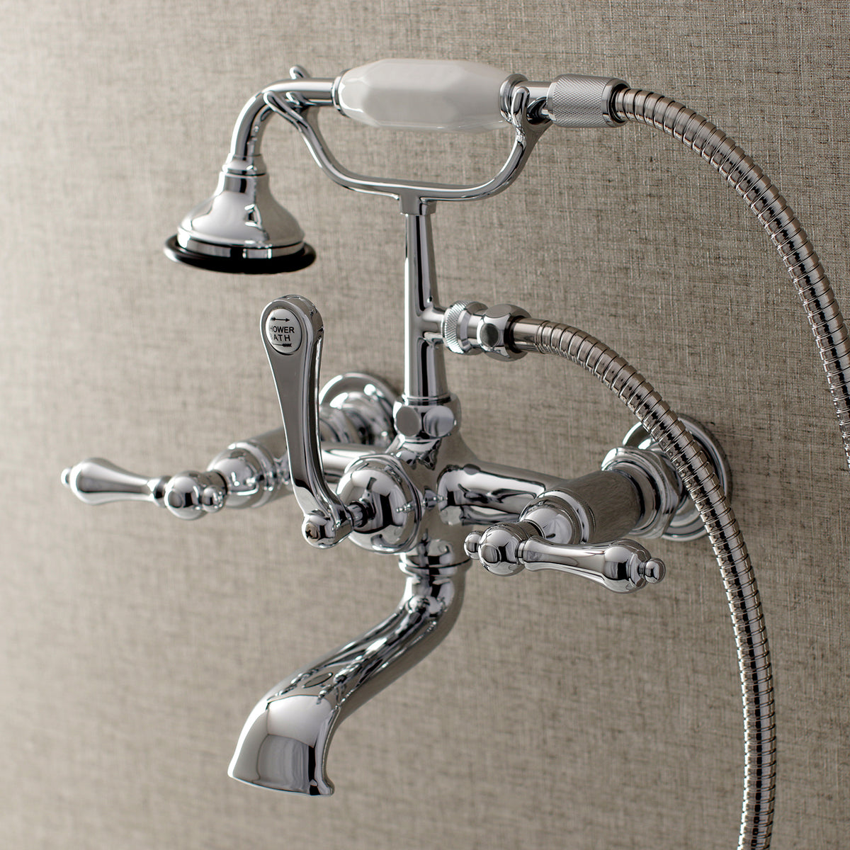 Aqua Vintage 7-Inch Wall Mount Tub Faucet with Hand Shower