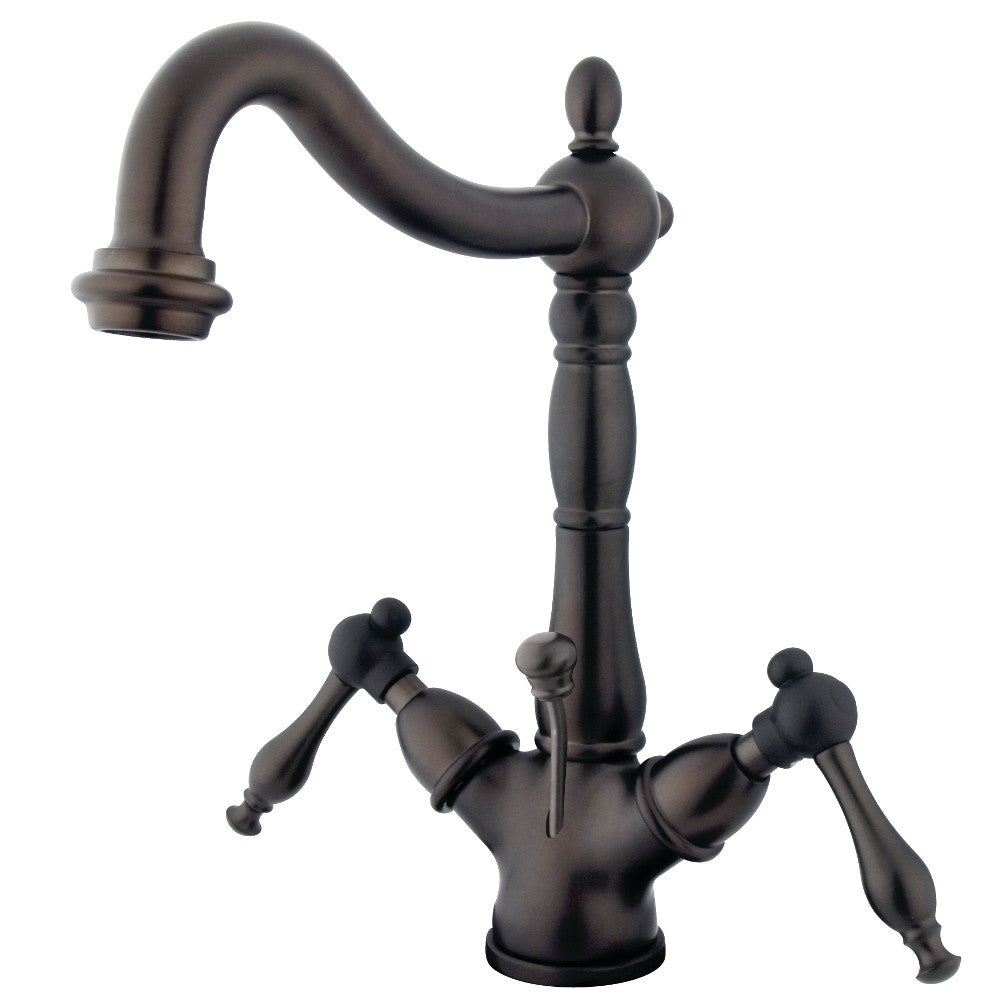 Kingston Brass KS1431NL Naples Two-Handle Bathroom Faucet with Brass Pop-Up and Cover Plate