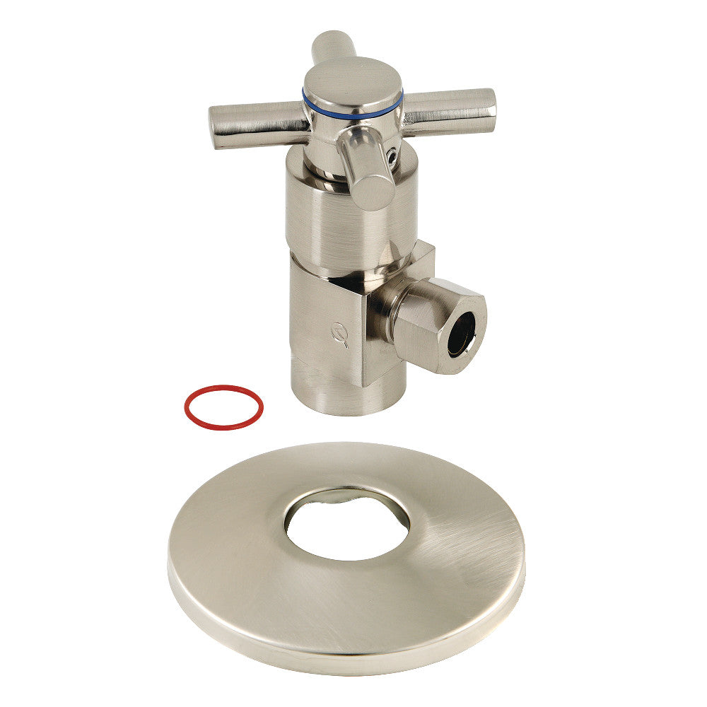 Kingston Brass 1/2"IPS x 3/8"O.D. Anti-Seize Deluxe Quarter-Turn Ceramic Hardisc Cartridge Angle Stop with Flange