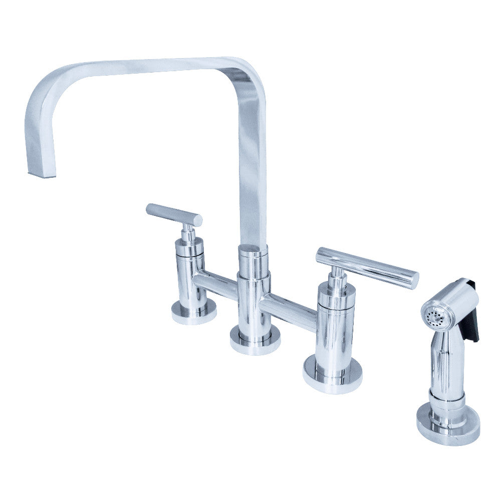 Kingston Brass KS8252CMLBS Manhattan Bridge Kitchen Faucet with Brass Spray