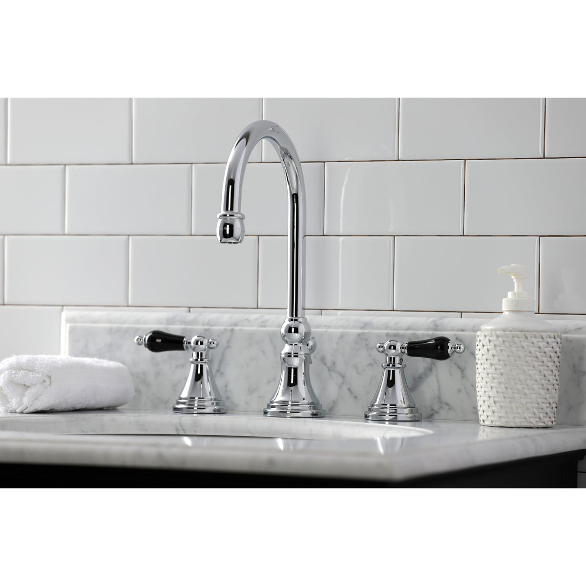 Kingston Brass KS2982PKL Duchess Widespread Bathroom Faucet with Brass Pop-Up