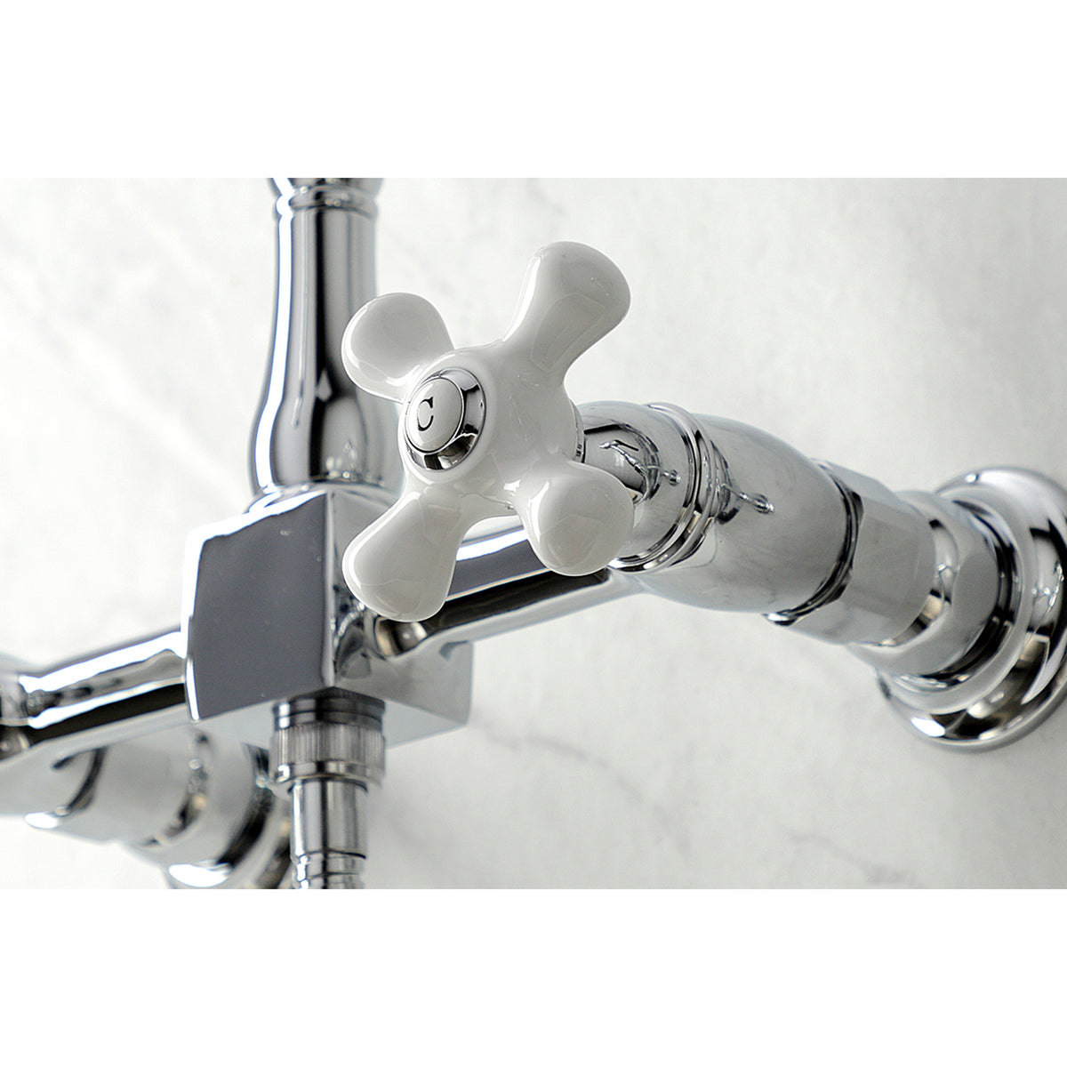 Kingston Brass KS1261PXBS Heritage Wall Mount Bridge Kitchen Faucet with Brass Sprayer