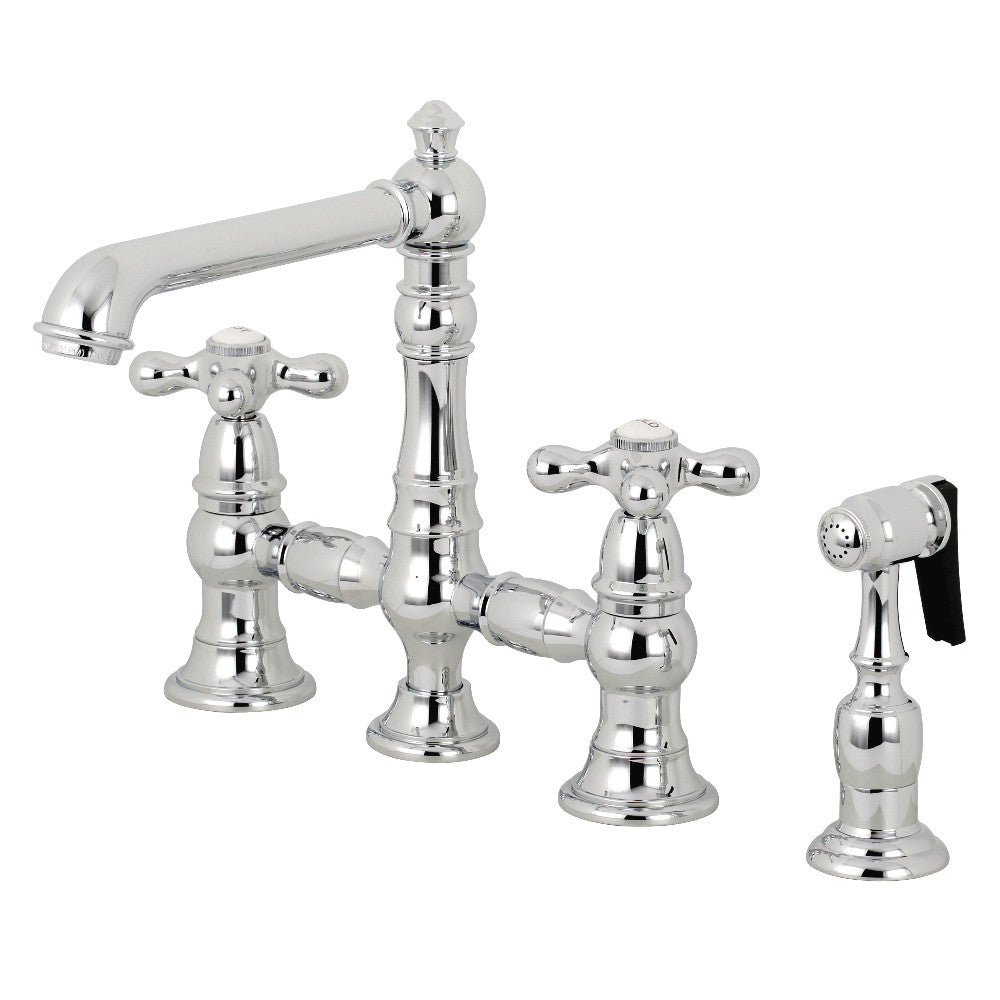 Kingston Brass KS7271AXBS English Country 8" Bridge Kitchen Faucet with Sprayer