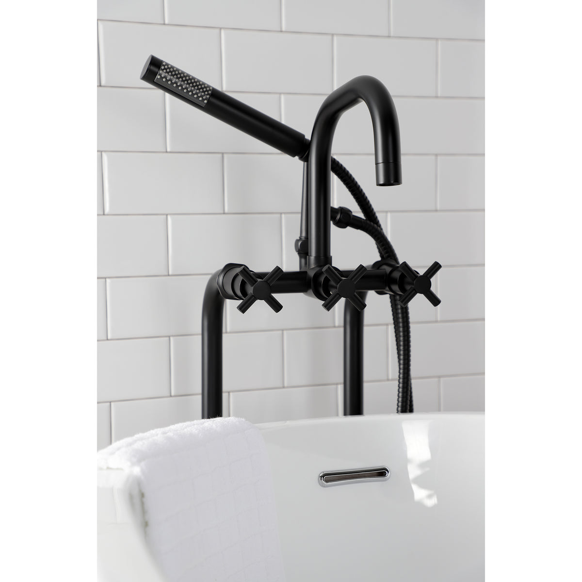 Aqua Vintage Concord Freestanding Tub Faucet with Supply Line, Stop Valve