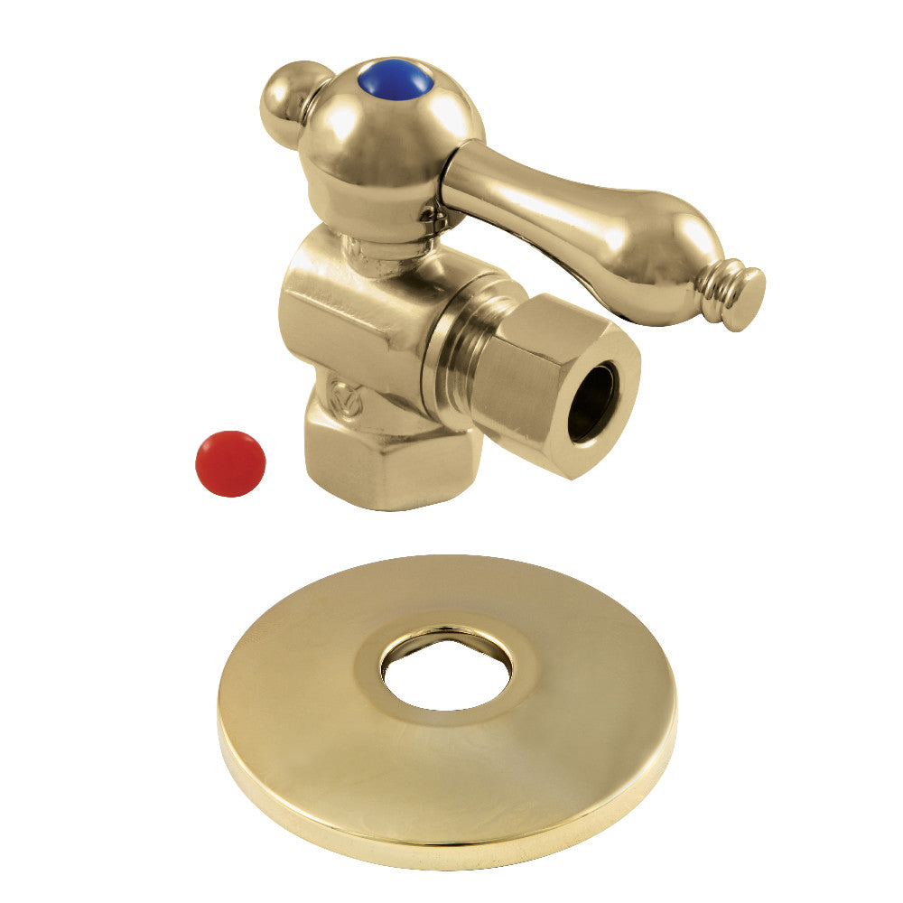 Kingston Brass 3/8-Inch IPS X 3/8-Inch OD Comp Quarter-Turn Angle Stop Valve with Flange