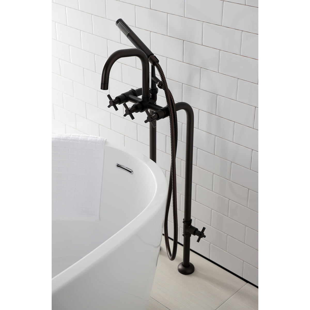 Aqua Vintage Concord Freestanding Tub Faucet with Supply Line, Stop Valve