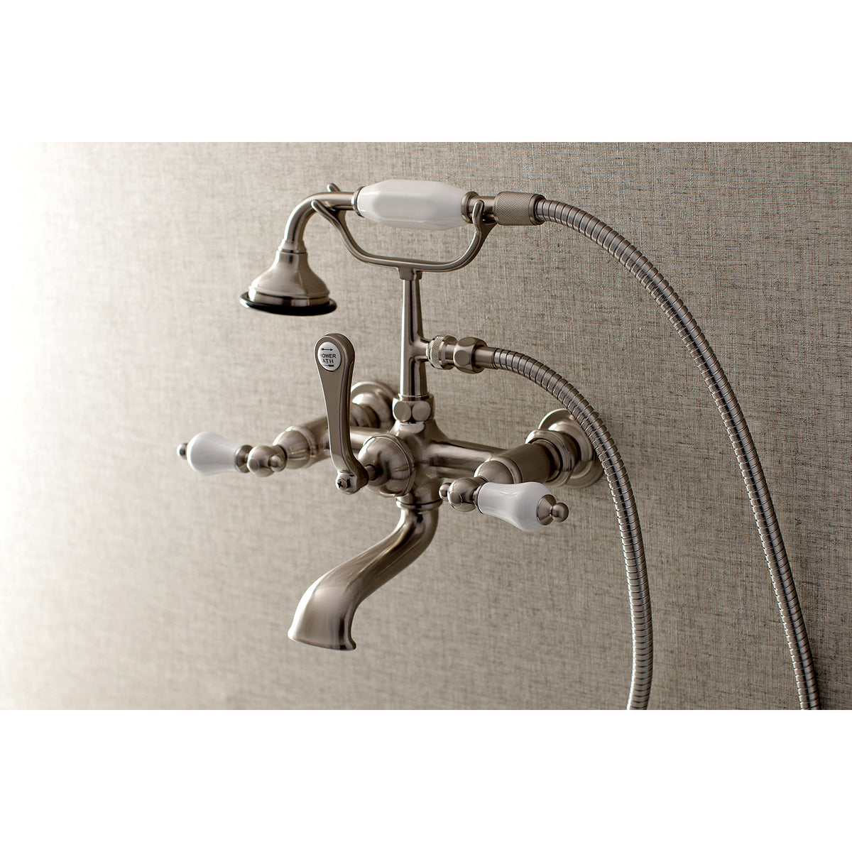 Aqua Vintage 7-Inch Wall Mount Tub Faucet with Hand Shower