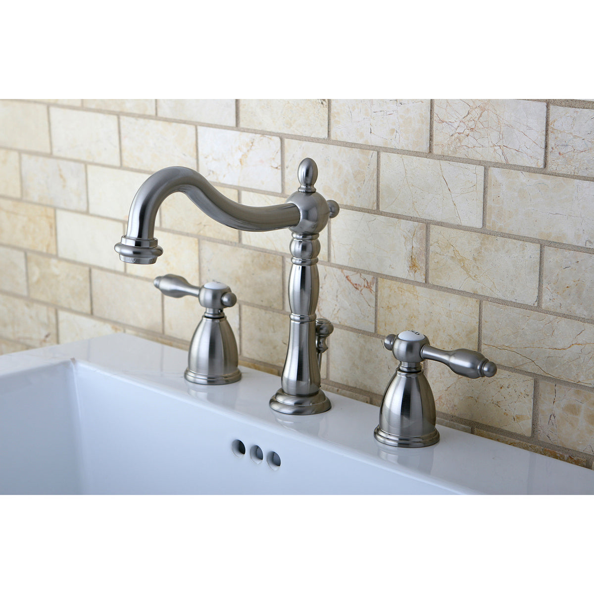 Kingston Brass KB1971TAL Tudor Widespread Bathroom Faucet with Plastic Pop-Up