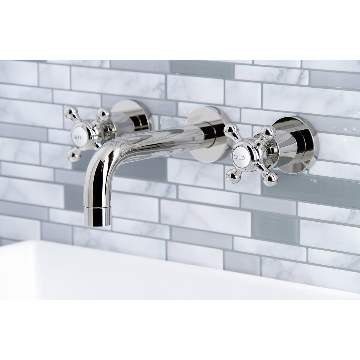 Kingston Brass KS8121BX Metropolitan 2-Handle 8 in. Wall Mount Bathroom Faucet