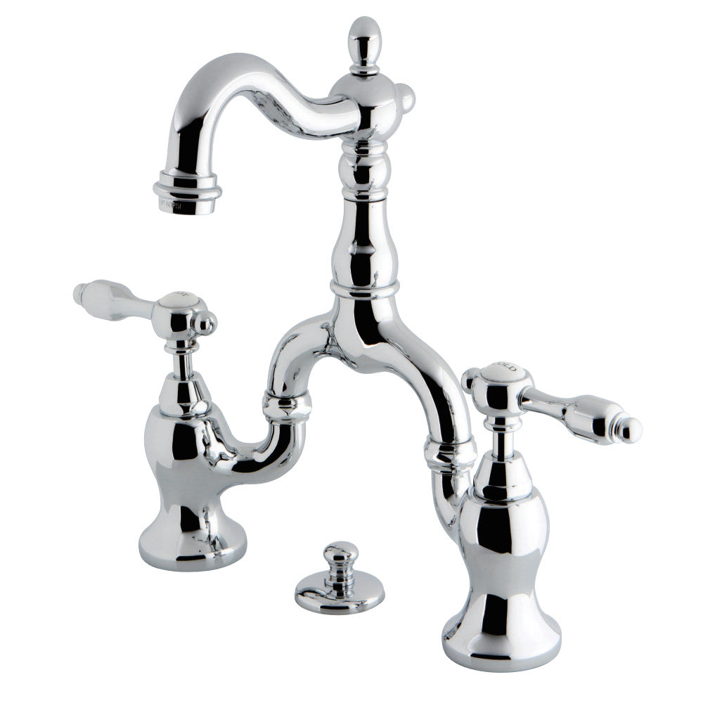 Kingston Brass KS7978TAL Tudor Bridge Bathroom Faucet with Brass Pop-Up