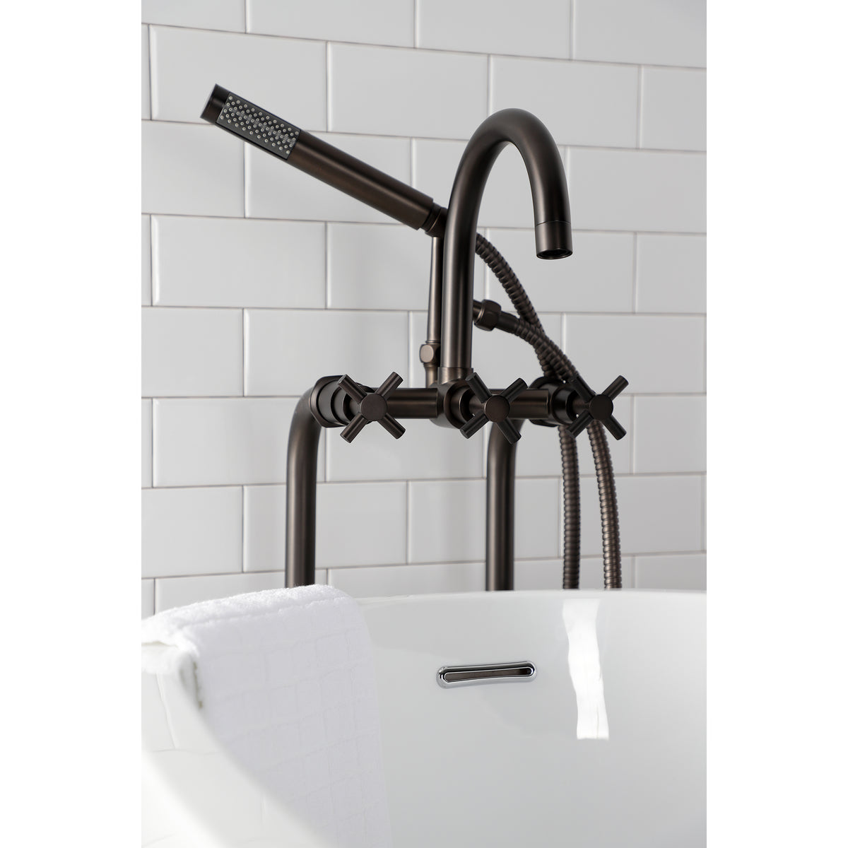Aqua Vintage Concord Freestanding Tub Faucet with Supply Line, Stop Valve