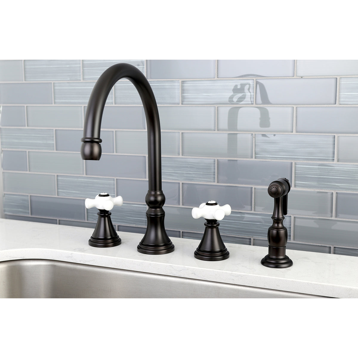 Kingston Brass KS2792PXBS Widespread Kitchen Faucet