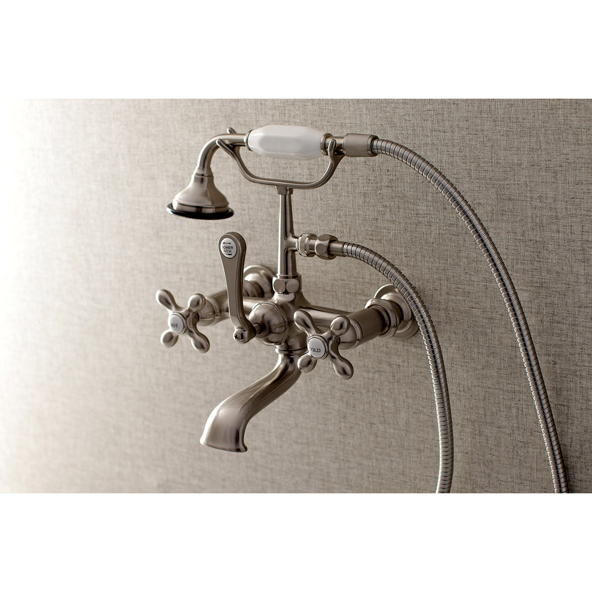 Aqua Vintage 7-Inch Wall Mount Tub Faucet with Hand Shower