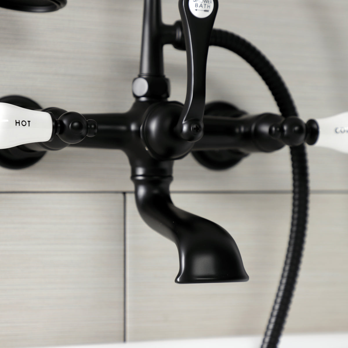 Aqua Vintage 7-Inch Wall Mount Tub Faucet with Hand Shower