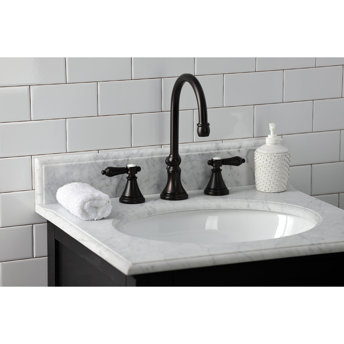 Kingston Brass KS2981BAL Heirloom Widespread Bathroom Faucet with Brass Pop-Up