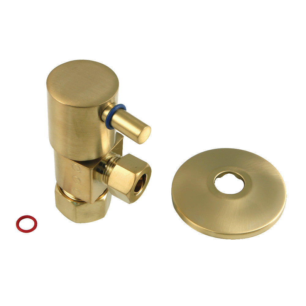 Kingston Brass 5/8"O.D x 3/8" O.D Anti-Seize Deluxe Quarter Turn Ceramic Hardisc Cartridge Angle Stop with Flange