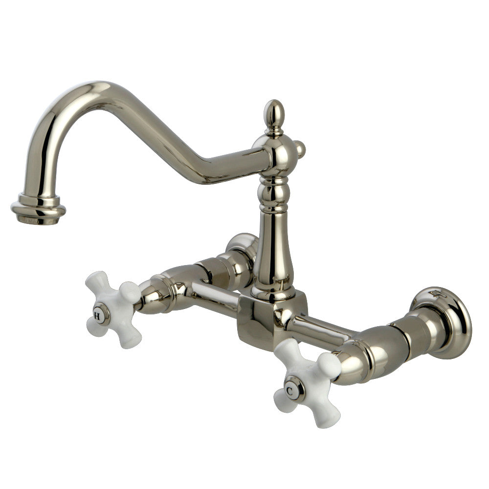 Kingston Brass KS1245PX Heritage Wall Mount Bridge Kitchen Faucet