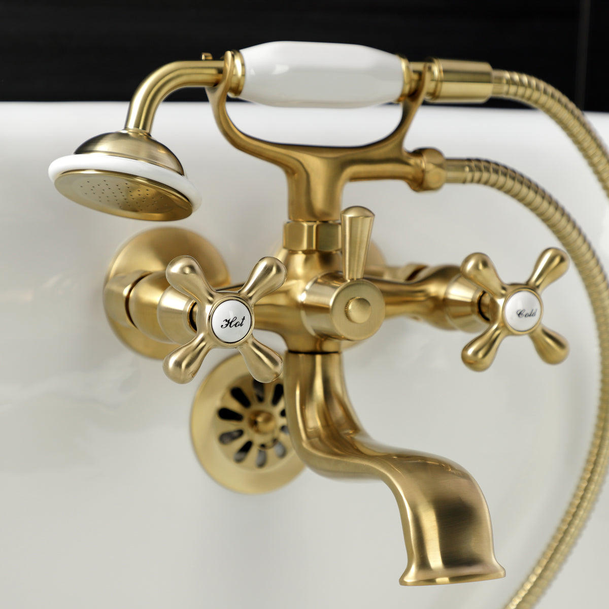 Kingston Wall Mount Clawfoot Tub Faucet with Hand Shower