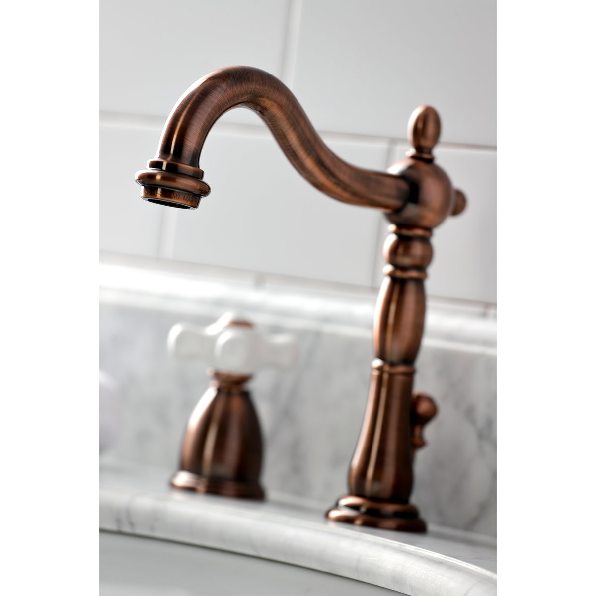 Kingston Brass KB1976PX Heritage Widespread Bathroom Faucet with Brass Pop-Up