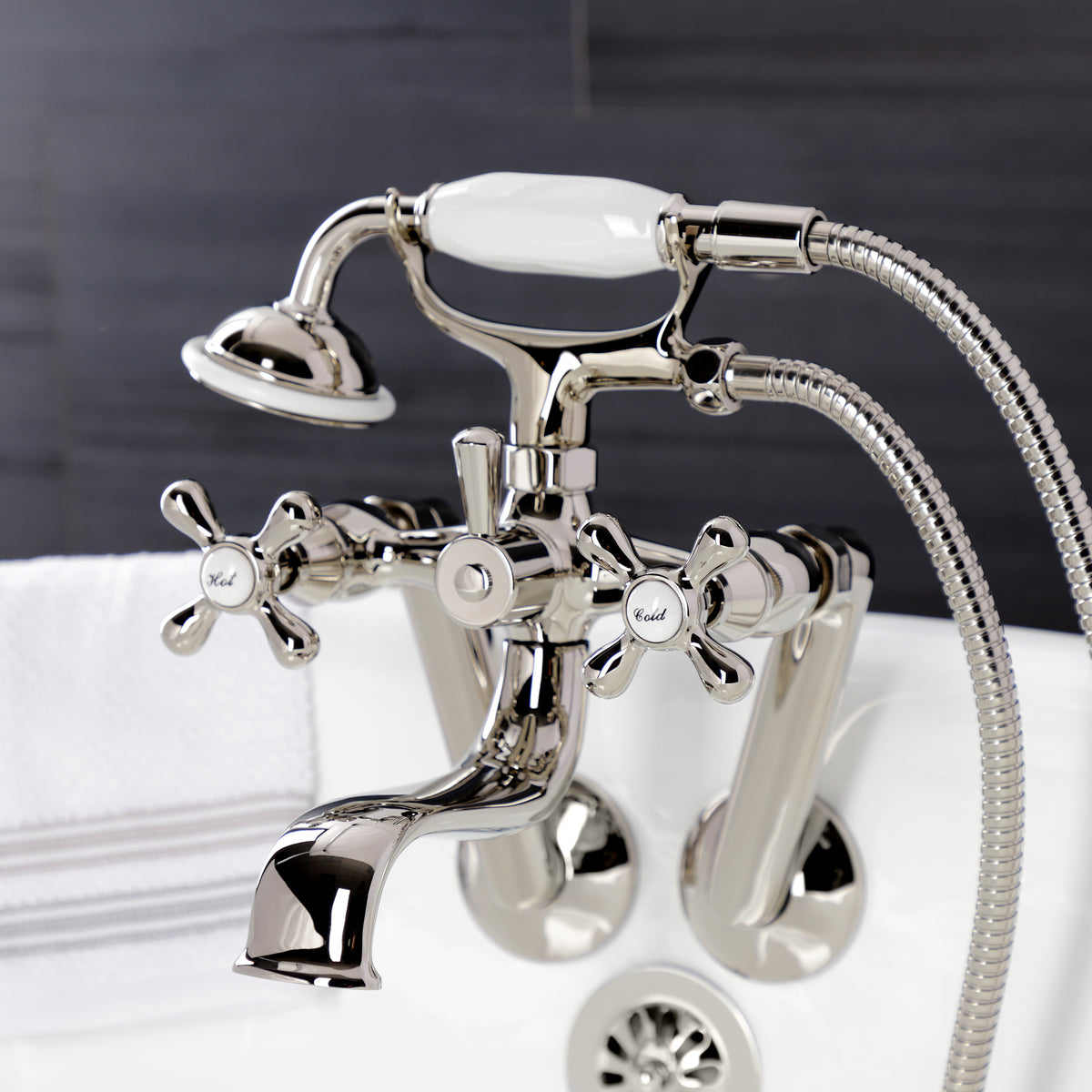 Kingston Wall Mount Clawfoot Tub Faucet with Hand Shower