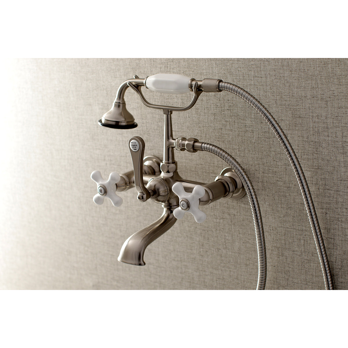 Aqua Vintage 7-Inch Wall Mount Tub Faucet with Hand Shower
