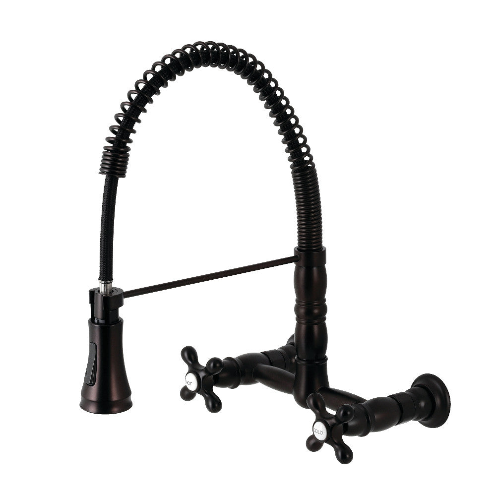 Gourmetier GS1241AX Heritage Two-Handle Wall-Mount Pull-Down Sprayer Kitchen Faucet