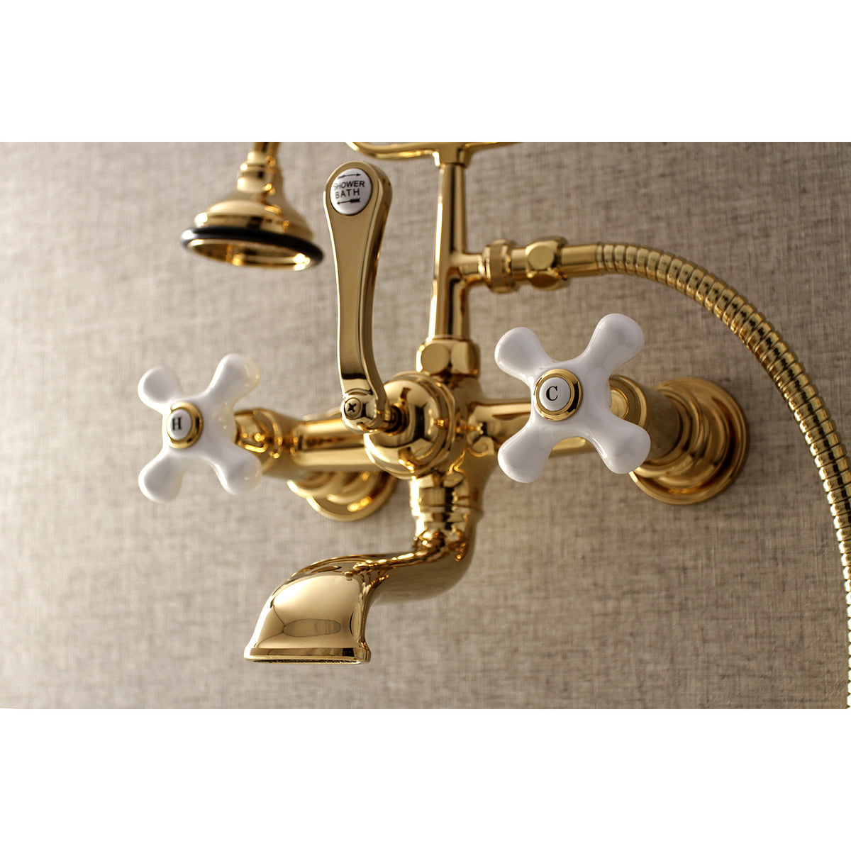 Aqua Vintage 7-Inch Wall Mount Tub Faucet with Hand Shower