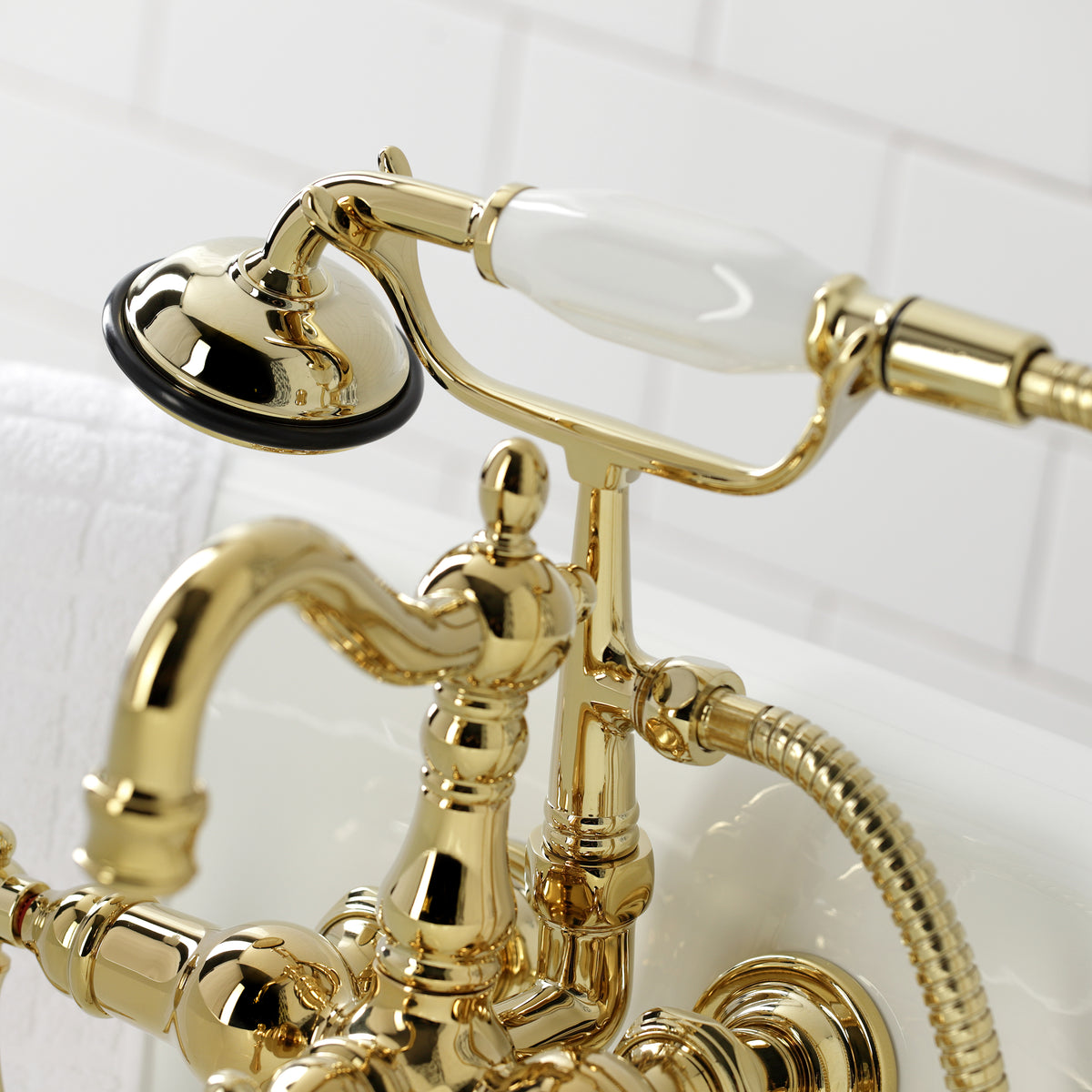 Heritage 3-3/8" Tub Wall Mount Clawfoot Tub Faucet with Hand Shower