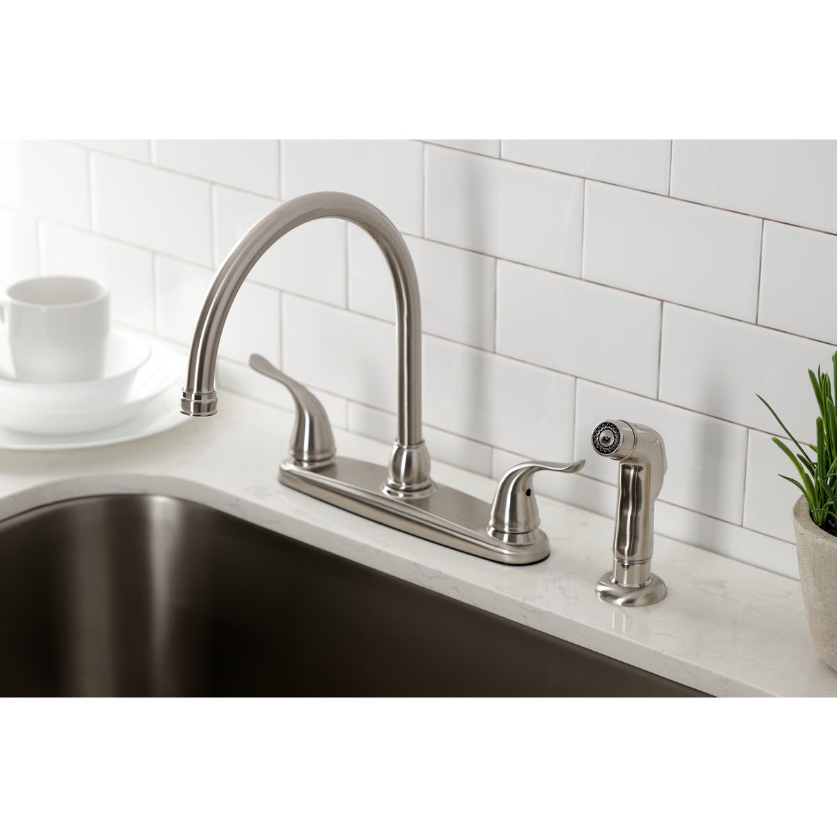 Kingston Brass KB791YLSP Yosemite 8-Inch Centerset Kitchen Faucet with Sprayer