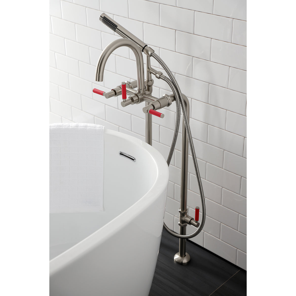 Aqua Vintage Concord Freestanding Tub Faucet with Supply Line, Stop Valve