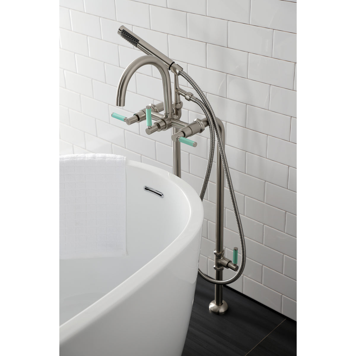 Aqua Vintage Concord Freestanding Tub Faucet with Supply Line, Stop Valve