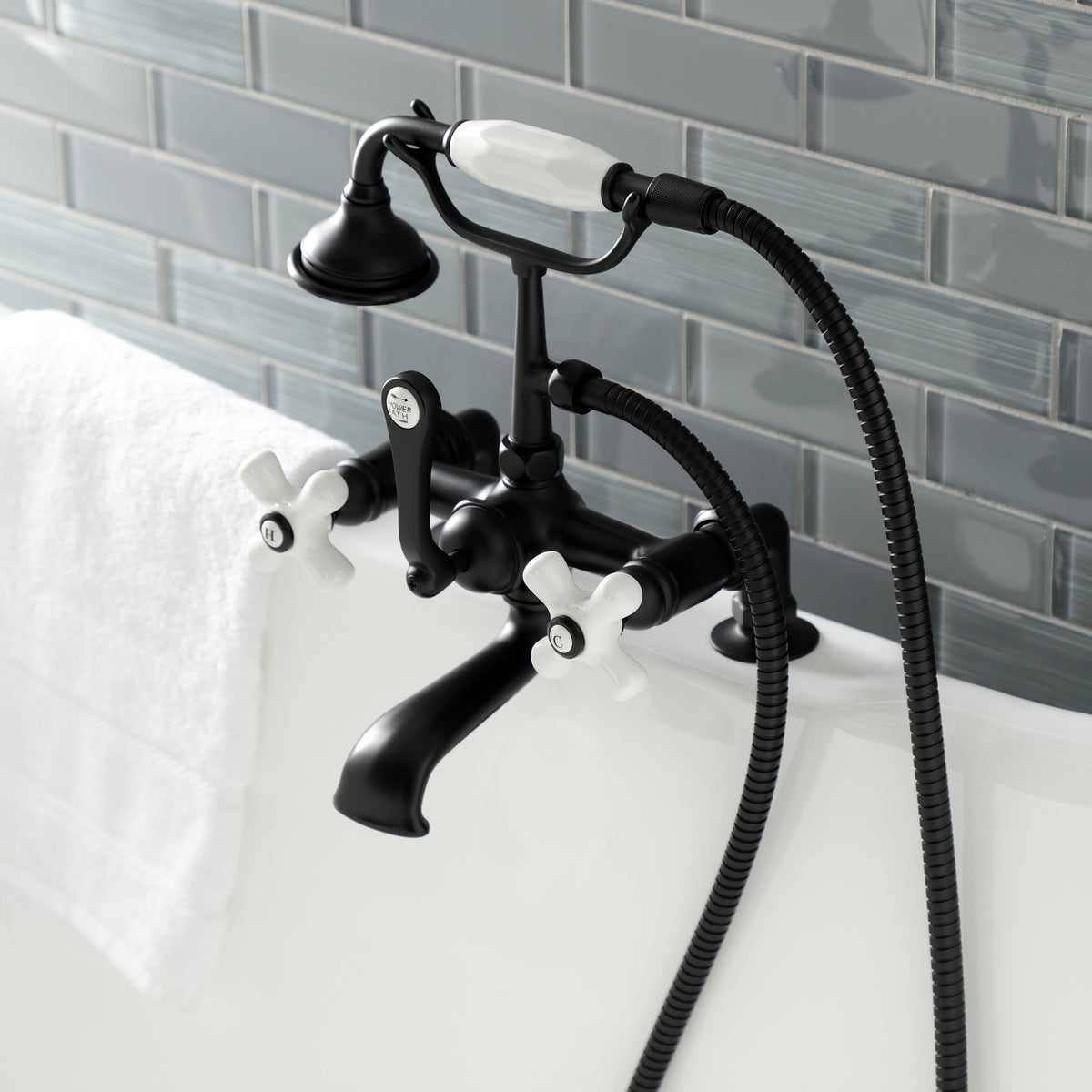 Aqua Vintage 7-Inch Tub Faucet with Hand Shower