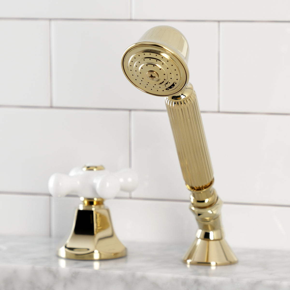 Kingston Brass Deck Mount Hand Shower with Diverter for Roman Tub Faucet