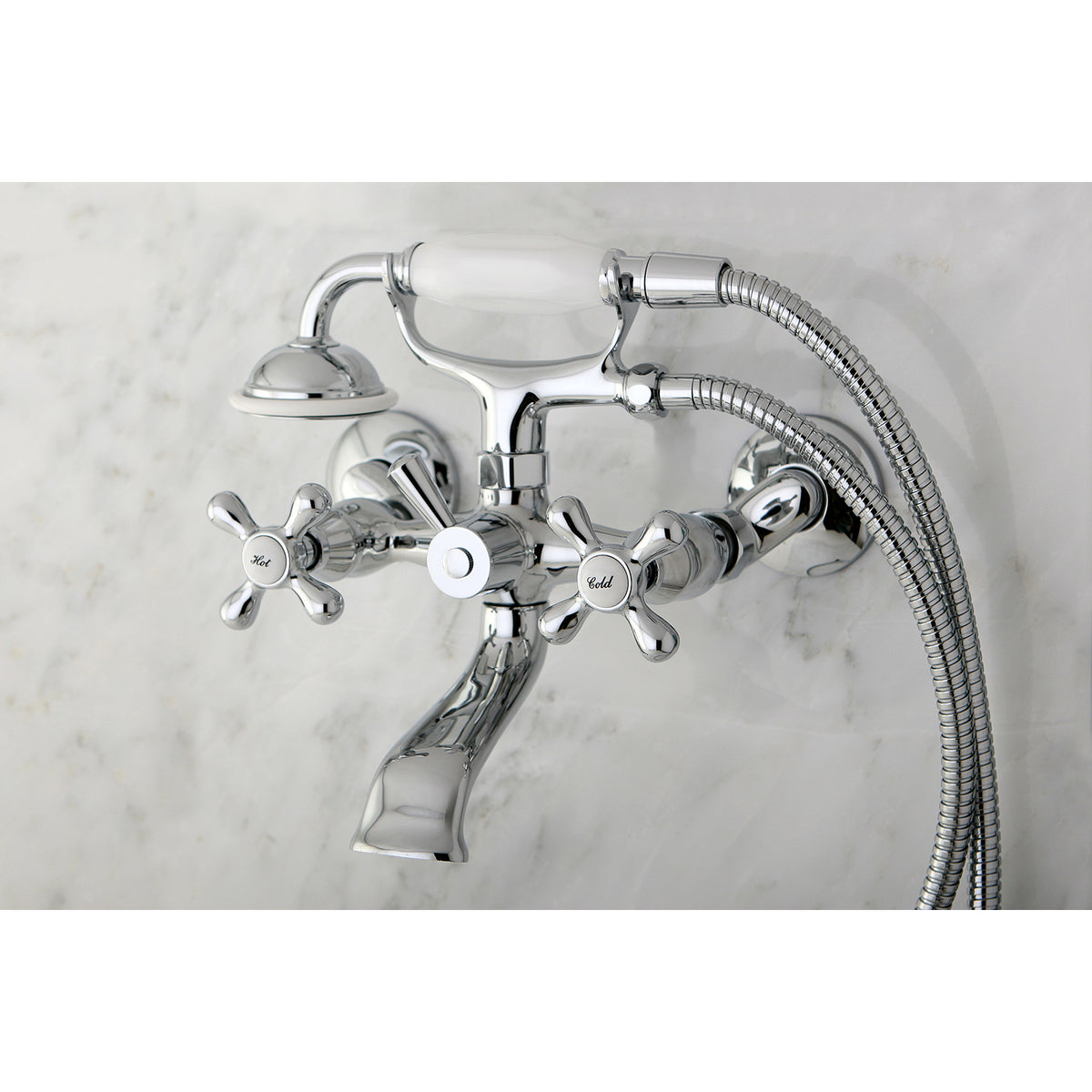 Kingston Tub Wall Mount Clawfoot Tub Faucet with Hand Shower