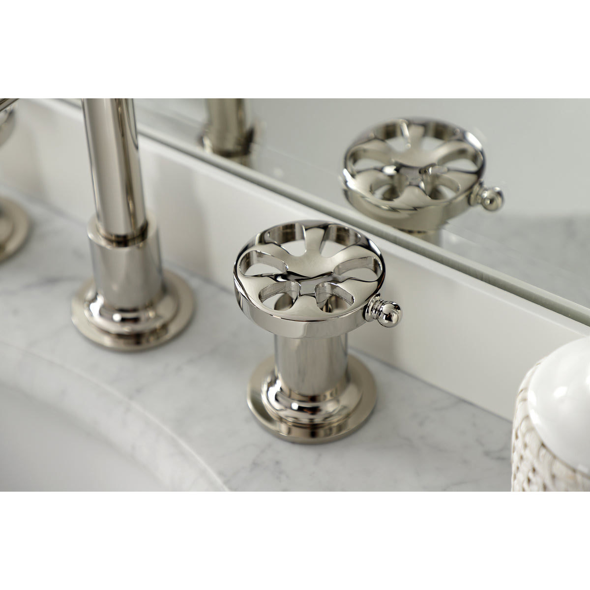 Kingston Brass KS142RXMB Belknap Widespread Bathroom Faucet with Push Pop-Up