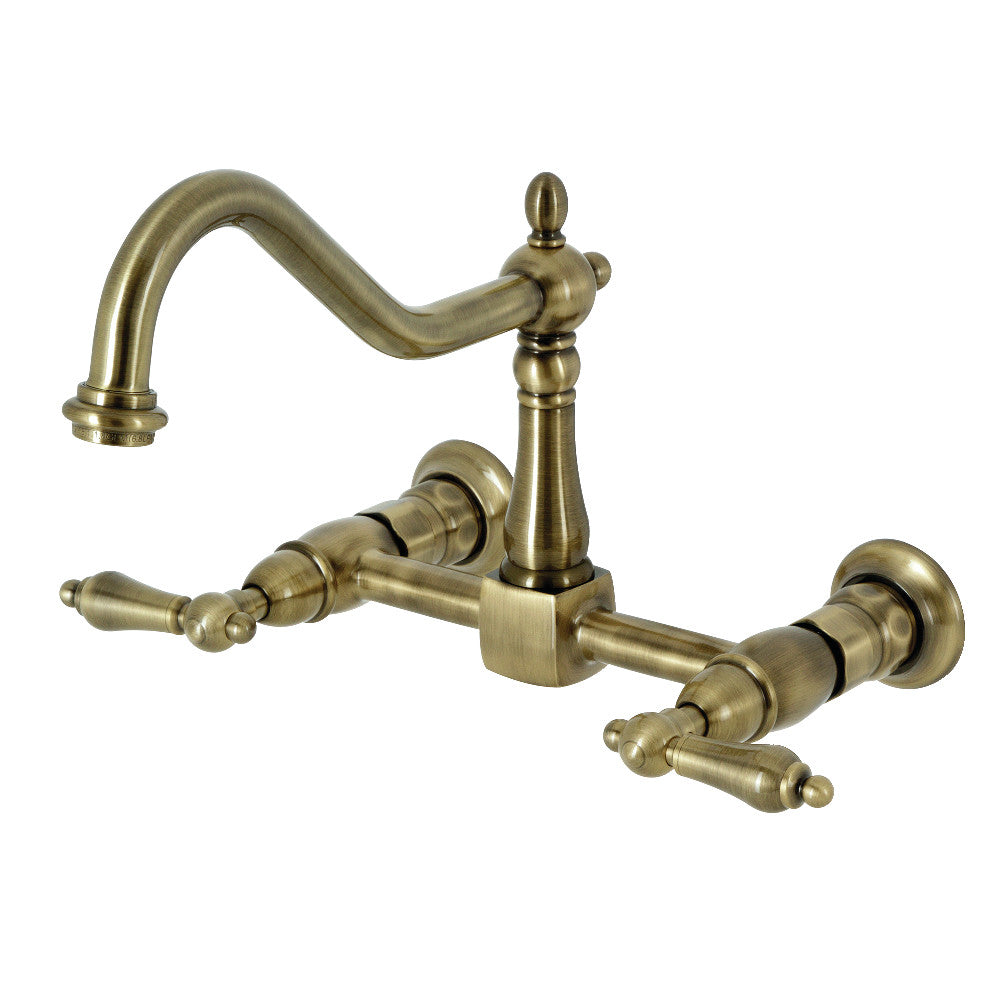 Kingston Brass KS1242AL Heritage Wall Mount Bridge Kitchen Faucet