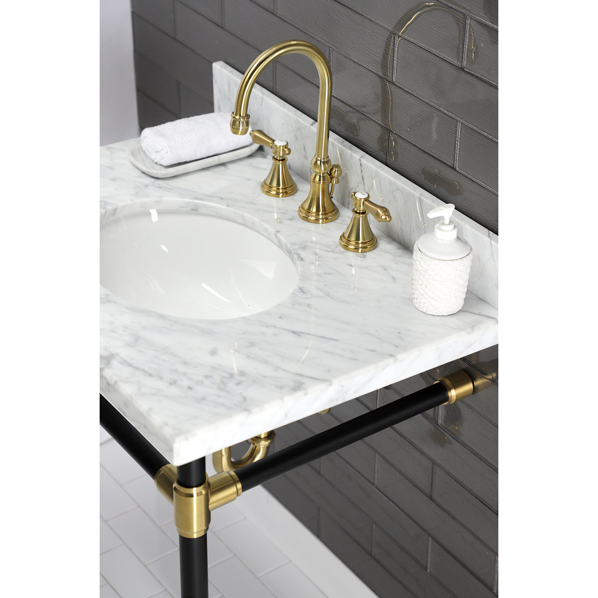 Kingston Brass KS2981BAL Heirloom Widespread Bathroom Faucet with Brass Pop-Up